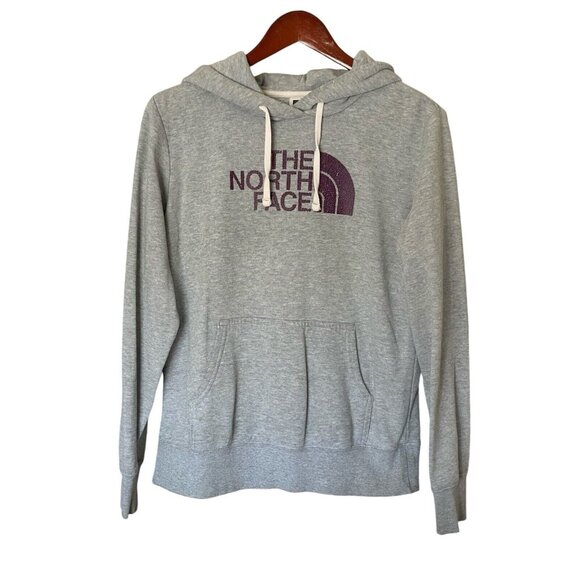 The North Face Gray Logo Hoodie Sweatshirt Women's S Small Old Worn Comfortable - Picture 1 of 14